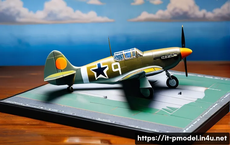 제2차 세계대전 비행기 프라모델 - **Prompt:** A hyperrealistic, highly detailed photograph of a 1/48 scale model of a Messerschmitt Bf...