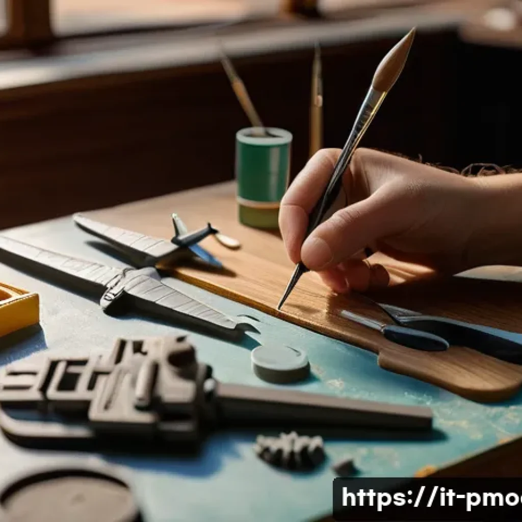 프라모델과 3D 프린팅 비교 - A cozy workspace filled with traditional scale modeling tools: detailed plastic, wood, and metal mod...
