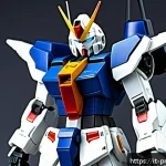 RG 건담 최신 모델 - A highly detailed RG Gundam 2024 model kit assembled and displayed on a sleek modern stand, showcasi...